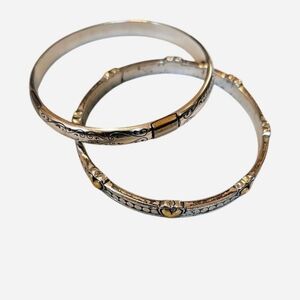 Elegant Silver and Gold-Tone Bangle Set